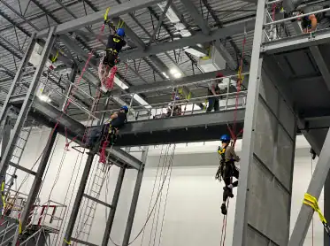 SPRAT Level 2 rope access technicians practicing advanced techniques at MCL Height Safety Calgary