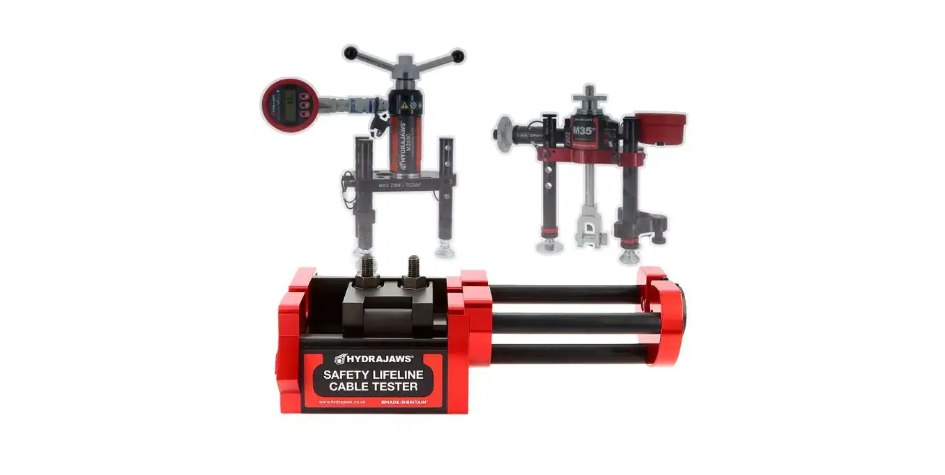 Hydrajaws safety lifeline cable tester Canada - BS 7883 certified wire rope tension testing equipment