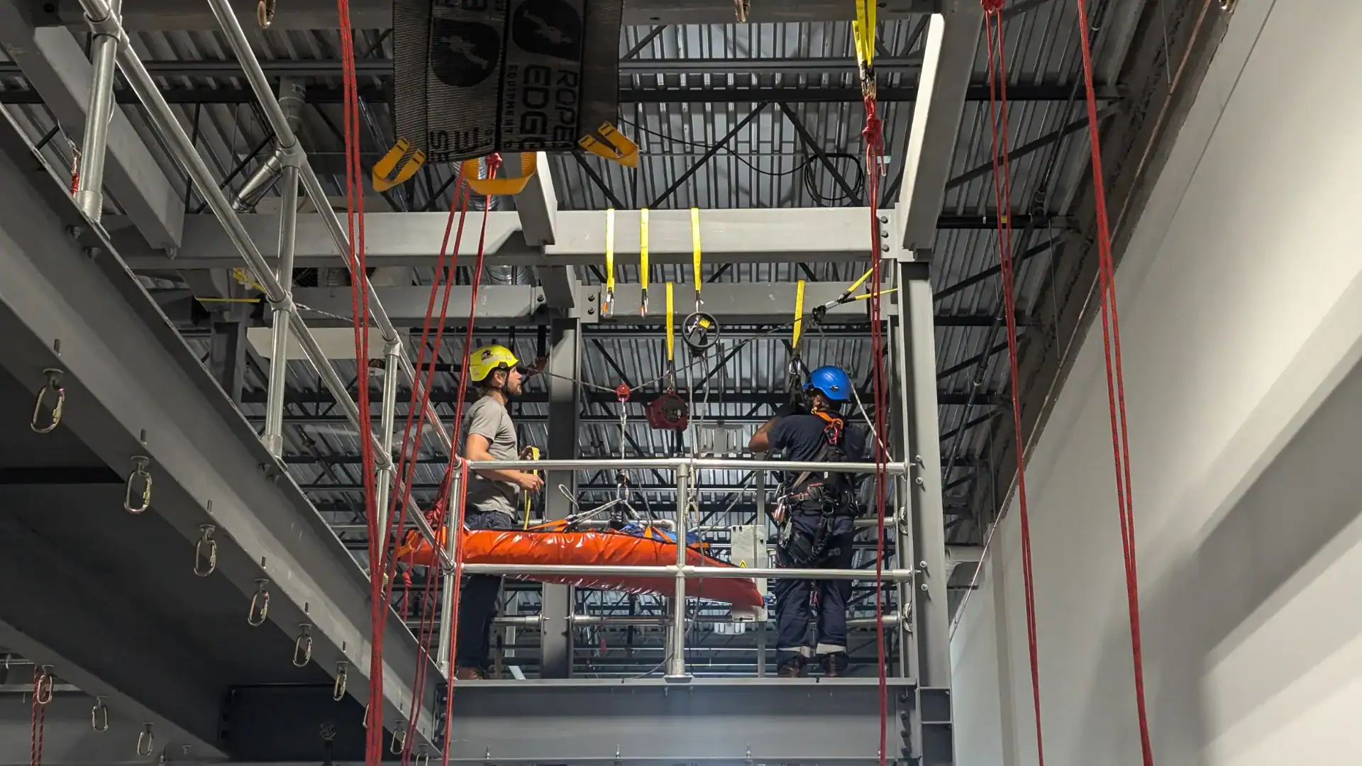 GWO ART training course with technicians practicing advanced rope rescue at MCL Height Safety Canada